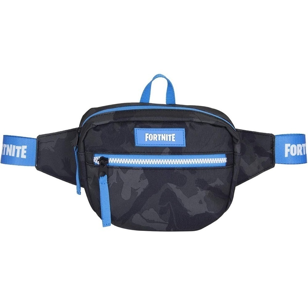 Fortnite Black & Blue Waist Bag/Fanny Pack - Functional with Multiple Pockets